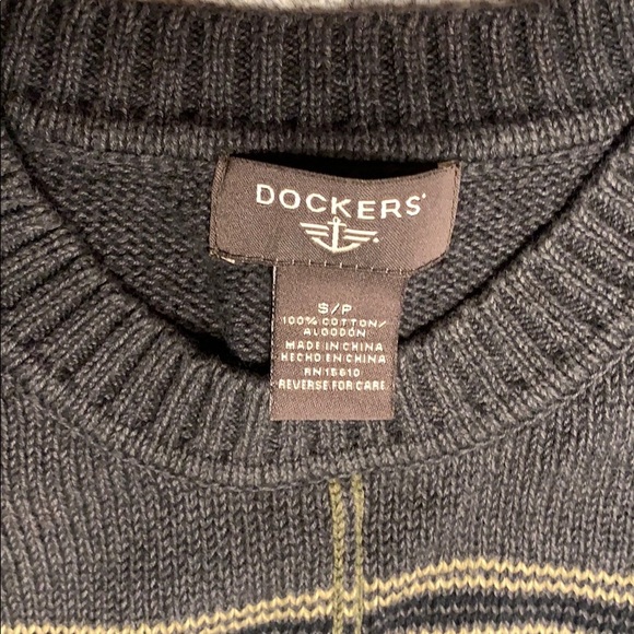 Dockers Gray/Olive Plaid Crew Neck Sweater - Picture 5 of 5